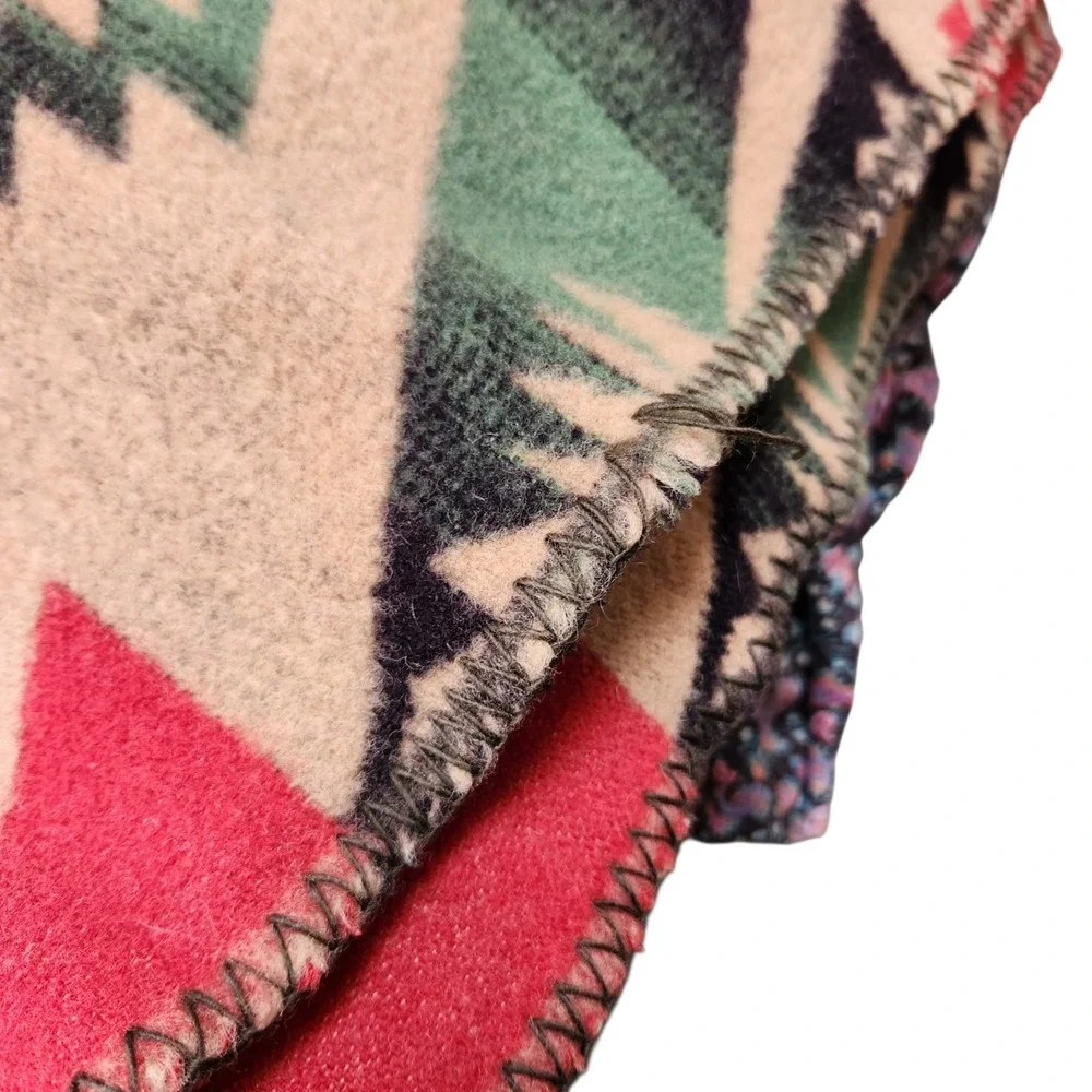 Vtg 80's Ralph Lauren Italian Wool Blanket Southwest Aztec 90x104 Geometric Read